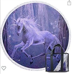 Purple Unicorn 🦄 60” Round Beach 🏖 Towel Brand New